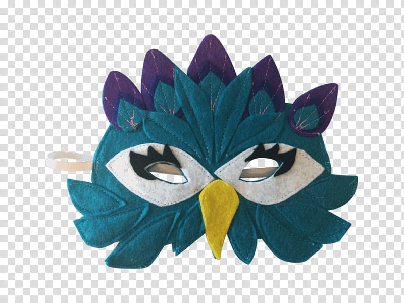 Mask Turquoise Beak Feather, peacock costume transparent background PNG clipart
