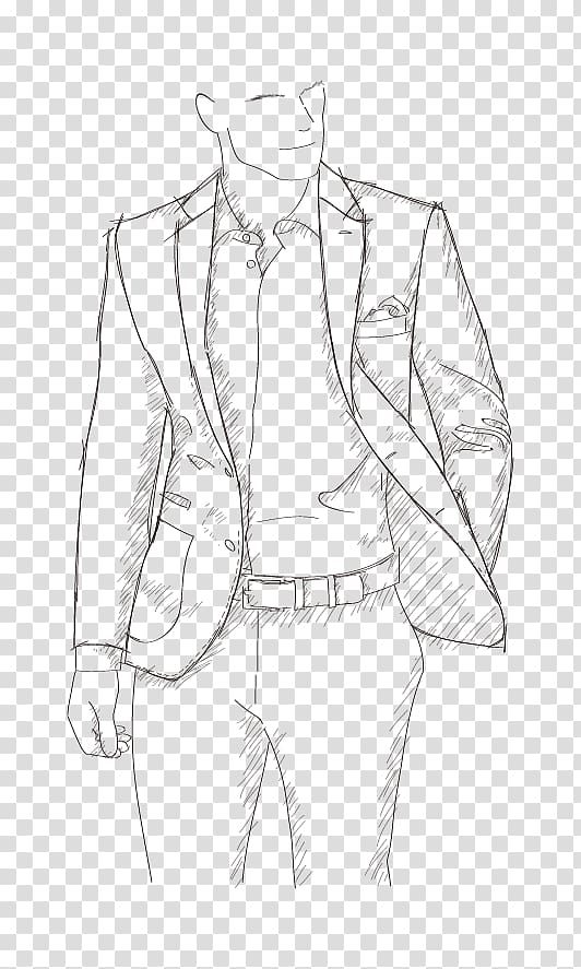 Suit Drawing Line art Lapel Sketch, suit transparent background PNG clipart