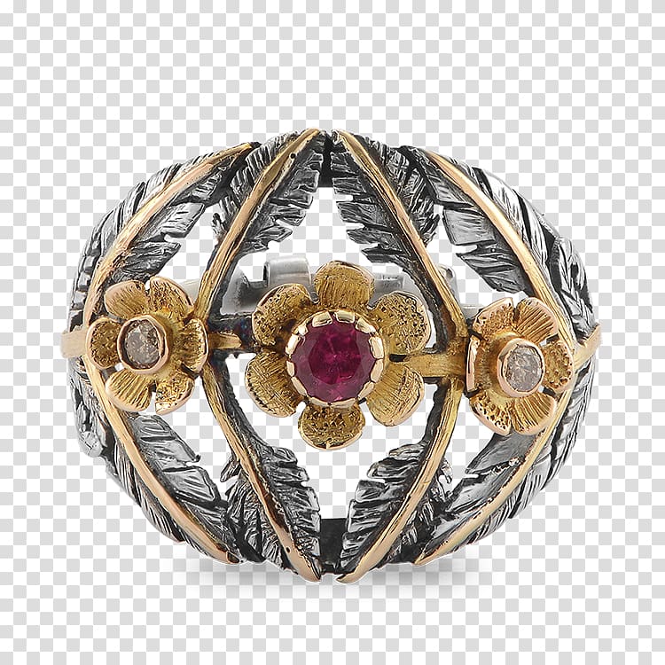 Earring Ruby Gemstone Tourmaline, Gold and Ruby Flower Ring with Diamonds transparent background PNG clipart