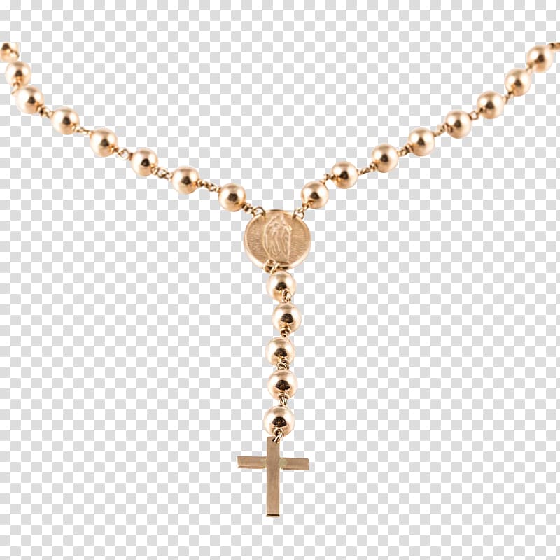 gold rosary illustration, Gold-filled jewelry Rosary Necklace Crucifix, NECKLACE transparent background PNG clipart