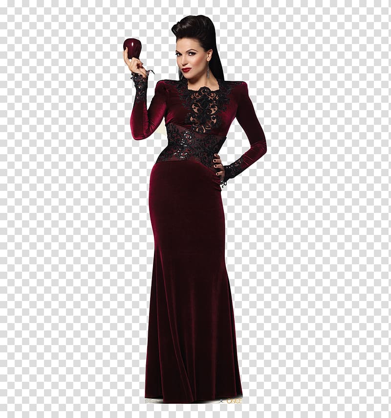 woman wearing maroon long-sleeved evening gown holding apple, Evil Queen Regina Mills Snow White Maleficent, Evil Queen File transparent background PNG clipart