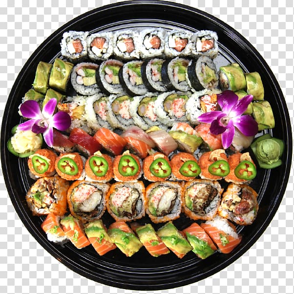 California roll Sushi Gimbap Buffet Tempura, Sushi platter transparent background PNG clipart