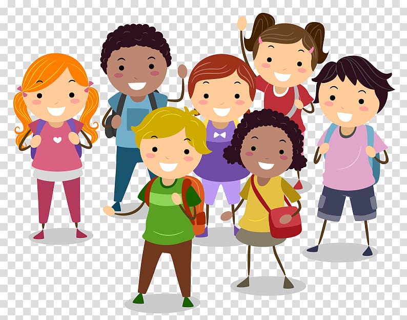 children with bags illustration, Child care Cartoon Illustration, School children transparent background PNG clipart