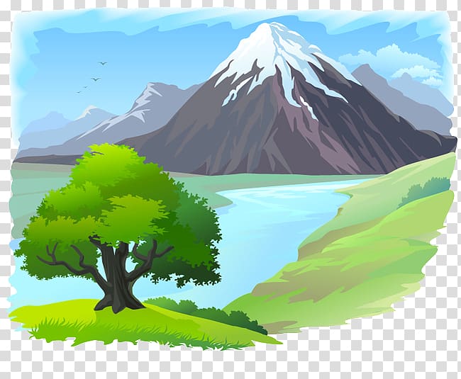 Mountain river , Hand-painted oil landscapes transparent background PNG clipart