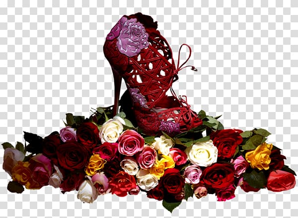 Garden roses Shoe Red Pink, Red shoes transparent background PNG clipart