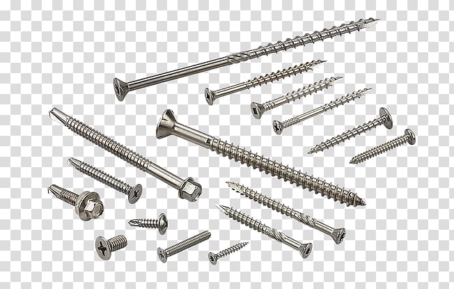 Self-tapping screw Fastener Building Particle board, stainless screws transparent background PNG clipart