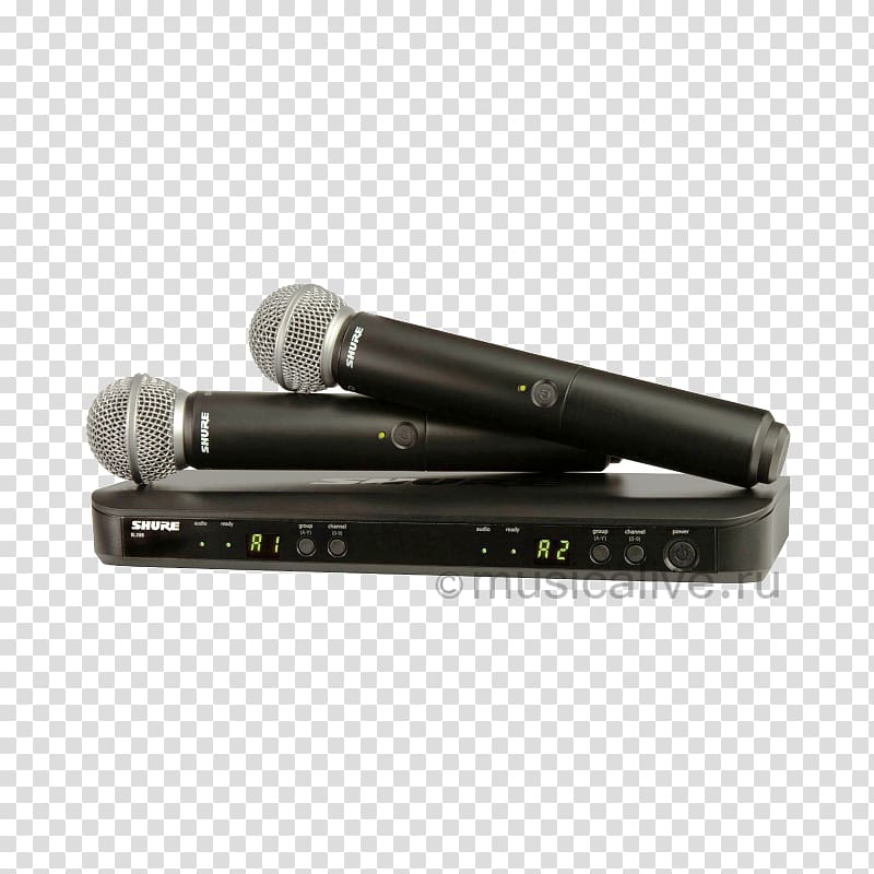 Wireless microphone Shure SM58 Shure Blx288pg58 Wireless Vocal Combo With Pg58 Handheld Microphones, microphone transparent background PNG clipart