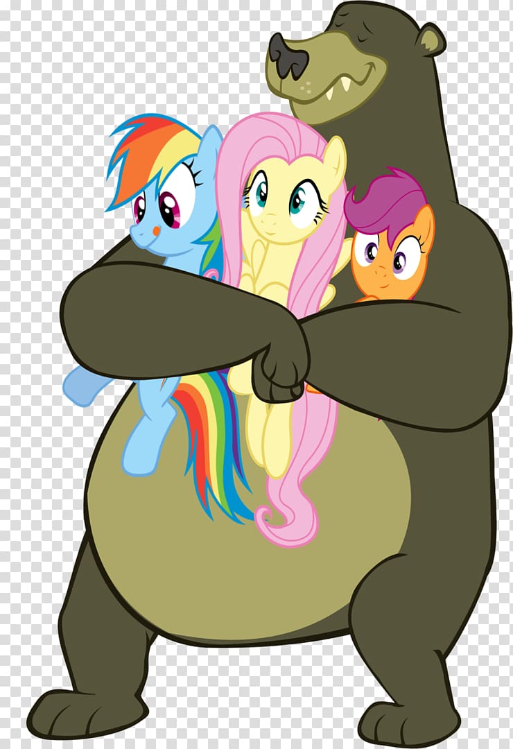 Pony Bear Rainbow Dash Fluttershy Scootaloo, Bear Hug transparent background PNG clipart