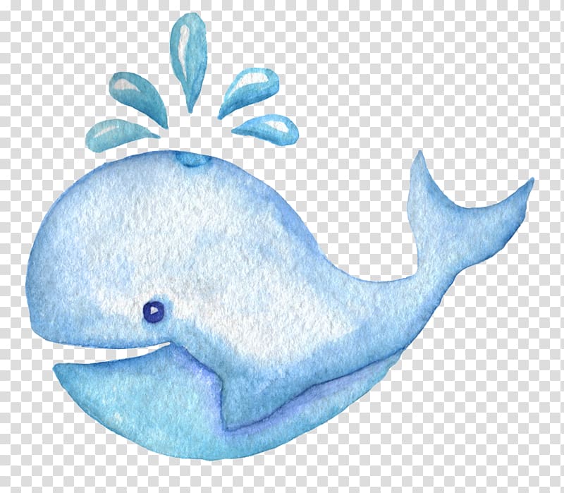 blue whale spray watercolor material transparent background PNG clipart