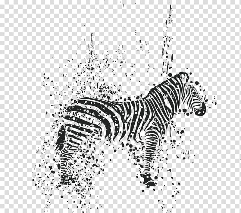 black zebra , T-shirt Lion Zebra Painting, Ink zebra transparent background PNG clipart