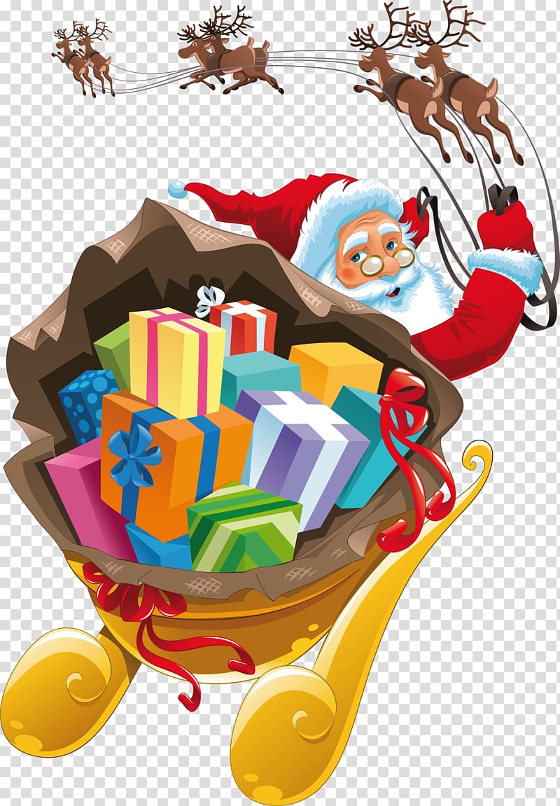 Rudolph Santa Claus Reindeer , santa sleigh transparent background PNG clipart