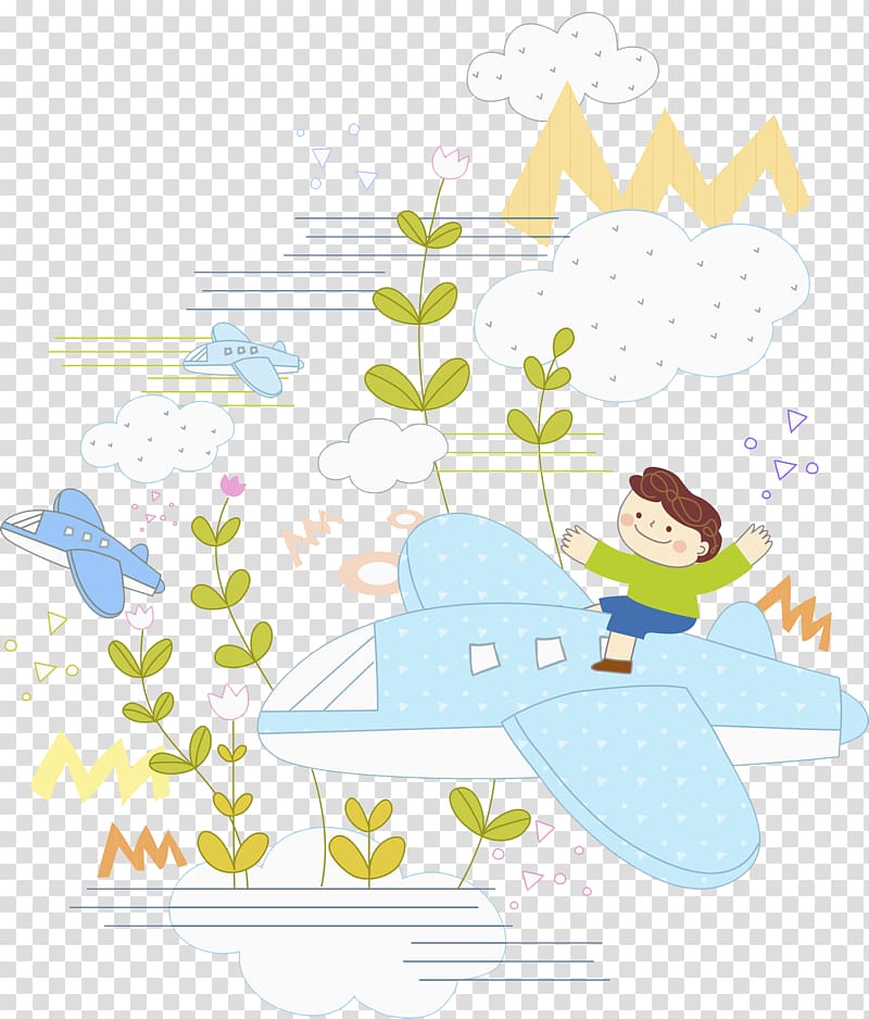 Airplane Drawing Illustration, Plane boy transparent background PNG clipart