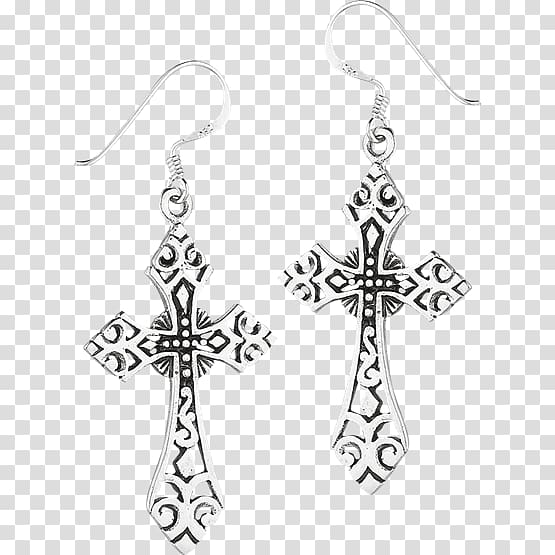 Earring Body Jewellery Silver Black, filigree jewelry transparent background PNG clipart