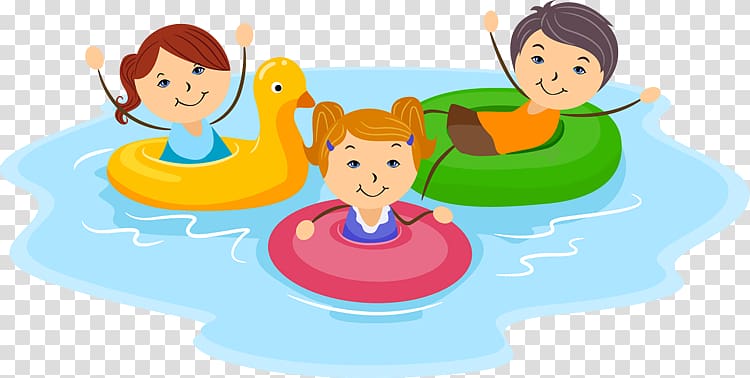 three children on floater illustration, Swimming pool , Pool transparent background PNG clipart