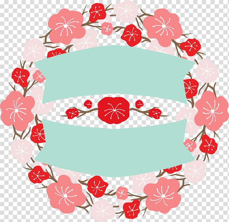 Japan Floral design Flower Banner, Japanese flower Japanese labels round two rows of green banners transparent background PNG clipart