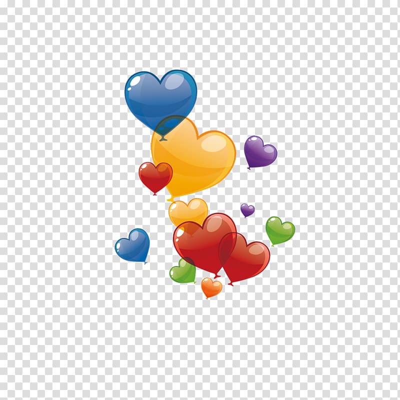 Heart Balloon, Color heart-shaped balloon transparent background PNG clipart