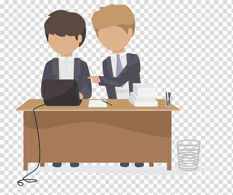 Office Logo Cartoon Icon, Office work scene transparent background PNG clipart