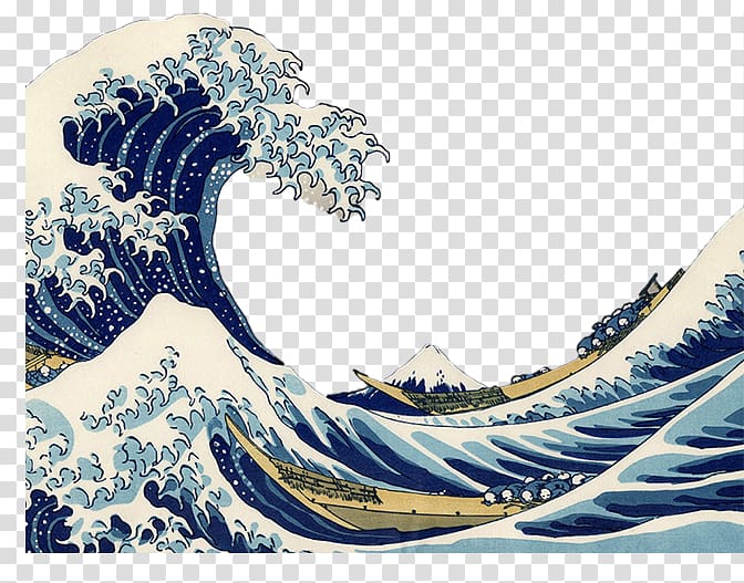 seawaves painting, The Great Wave off Kanagawa Painting TARDIS AllPosters.com, Beautifully painted waves boat people transparent background PNG clipart