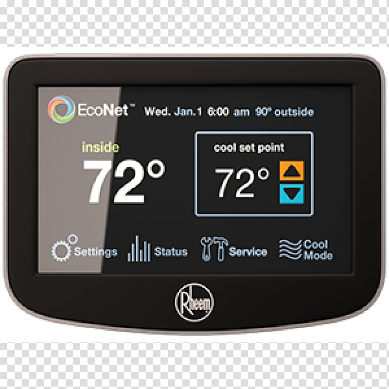 Rheem EcoNet RETST601SYS Programmable thermostat HVAC, others transparent background PNG clipart