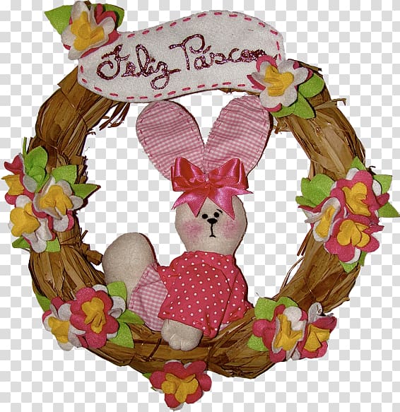 Easter Bunny Floral design Wreath Garland, garland transparent background PNG clipart