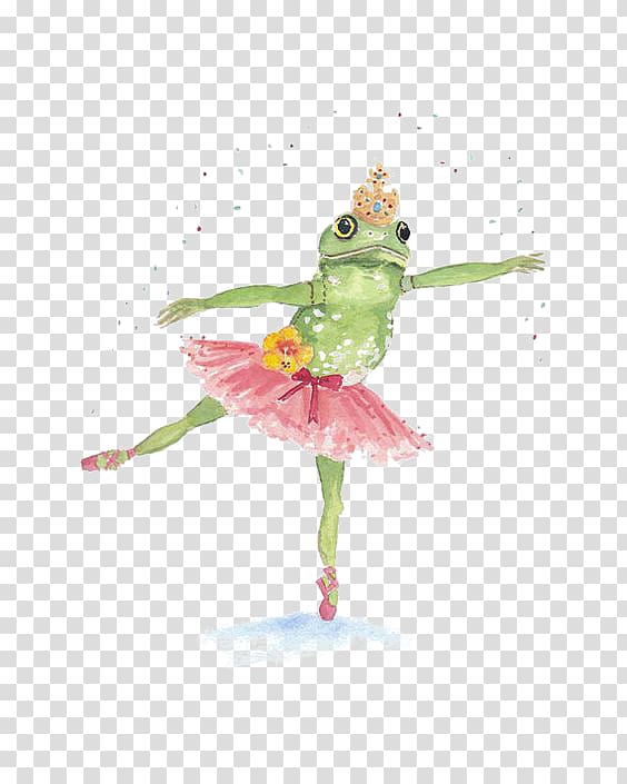 Frog Ballet Dancer, Hand-painted ballet frog transparent background PNG clipart