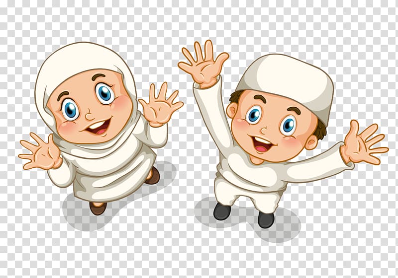 Muslim Islam , Islam, boy and girl hands up illustration transparent background PNG clipart