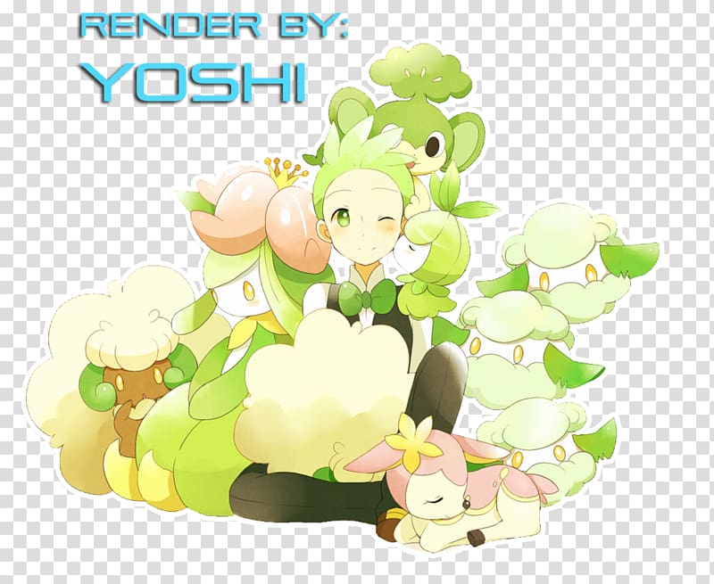 Cilan Pokémon Cottonee Whimsicott Floral design, best wishes transparent background PNG clipart