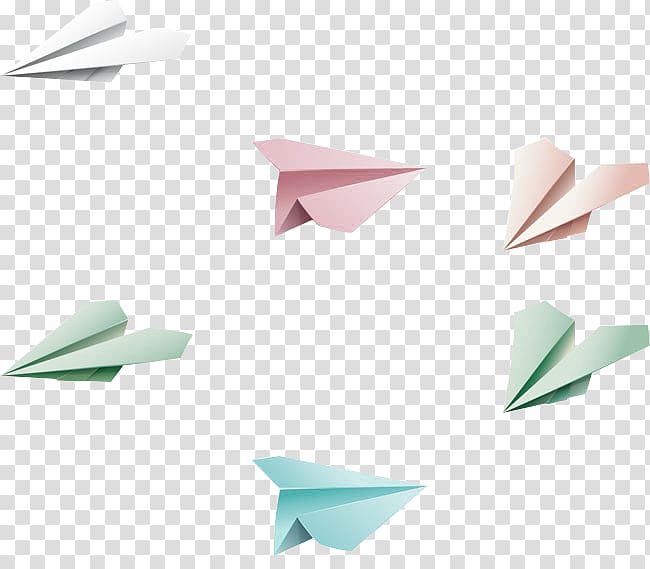 Airplane Paper plane , Colorful simple paper airplane floating material transparent background PNG clipart