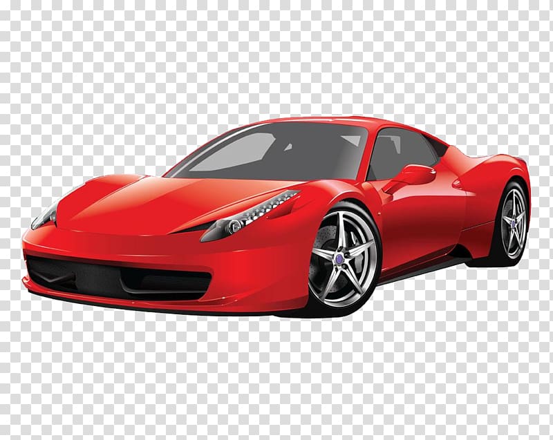 Ferrari F430 Sports car Ferrari 458 Speciale, Red cartoon car rental car material free to pull transparent background PNG clipart