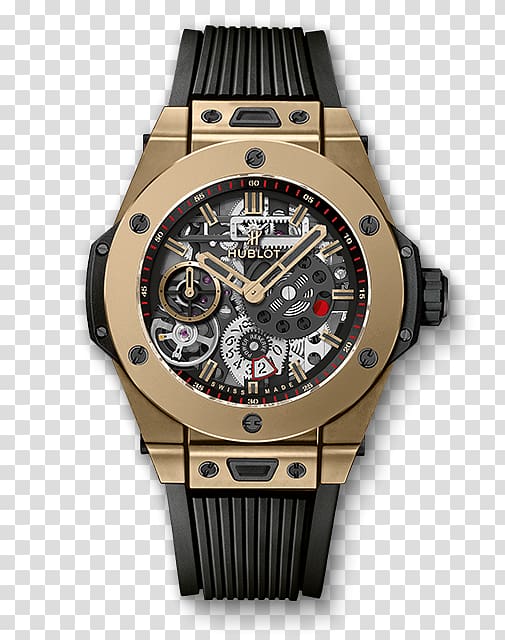 Hublot Gold Watch Jewellery Power reserve indicator, gold transparent background PNG clipart