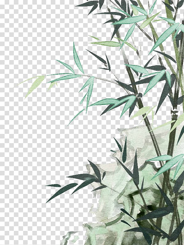 Bamboo Leaf Green, Green hand-painted deductible bamboo transparent background PNG clipart