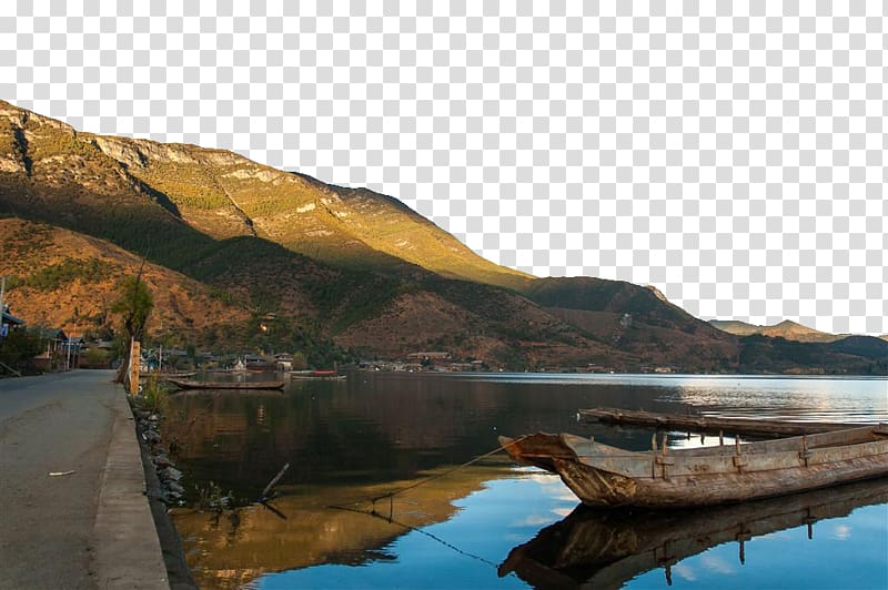 Lugu Lake Loch Fjord, Lugu Lake River autumn charming scenery transparent background PNG clipart