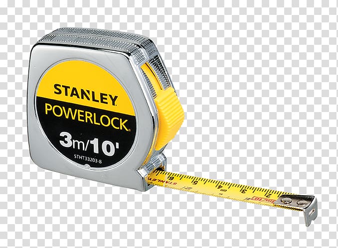 Stanley Hand Tools Tape Measures Measurement, yellow tape measure transparent background PNG clipart