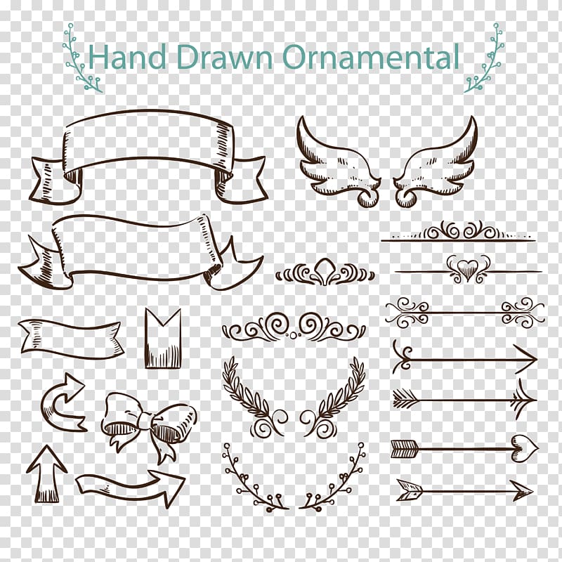 Drawing Euclidean Ornament Arrow, Tags arrows painted , hand drawn ornamental post transparent background PNG clipart