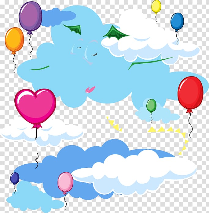 Graphic design , Hand-painted clouds balloons pattern transparent background PNG clipart