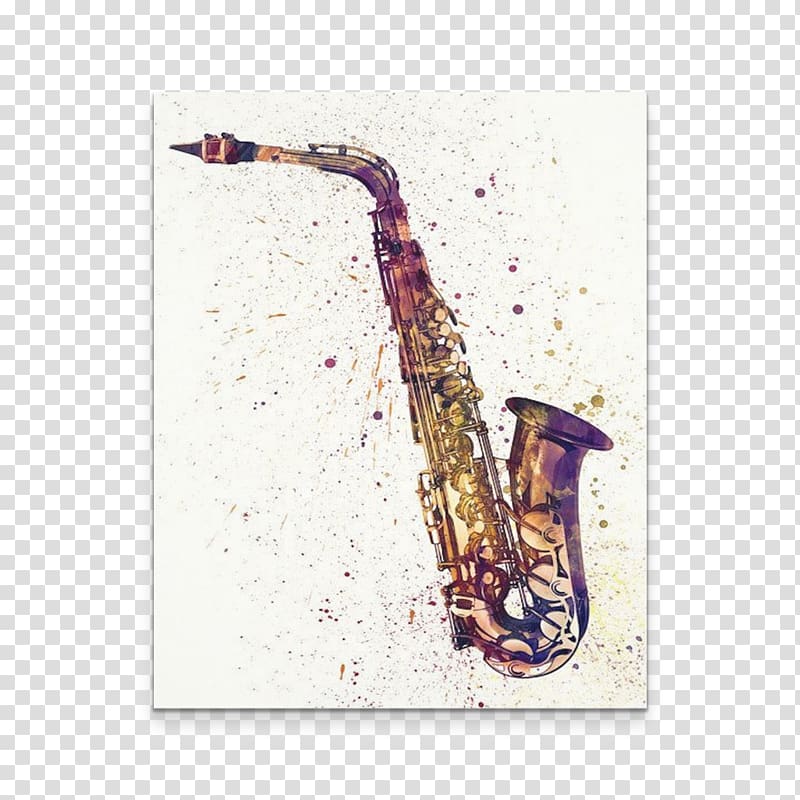Saxophone Canvas print Art Watercolor painting, badger saxophone transparent background PNG clipart