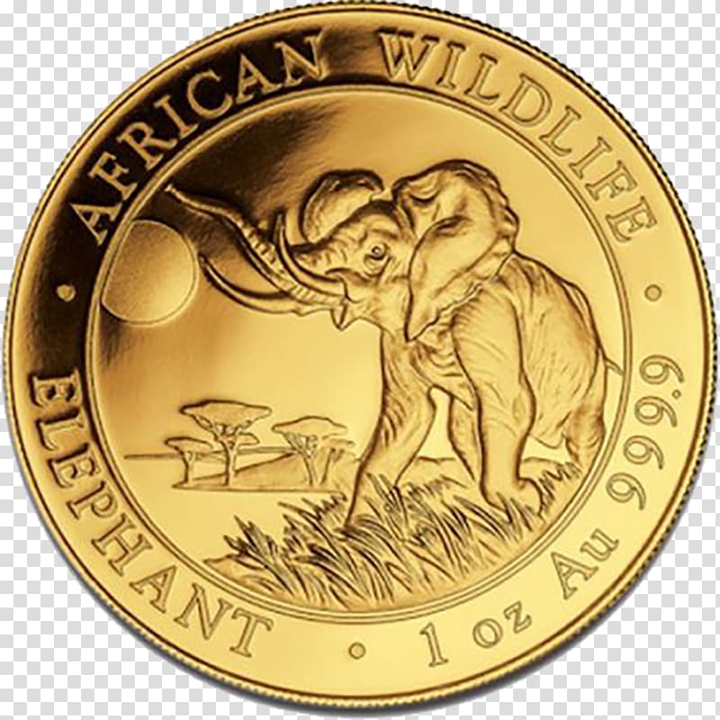 African elephant Bullion coin Gold Silver coin, Coin transparent background PNG clipart