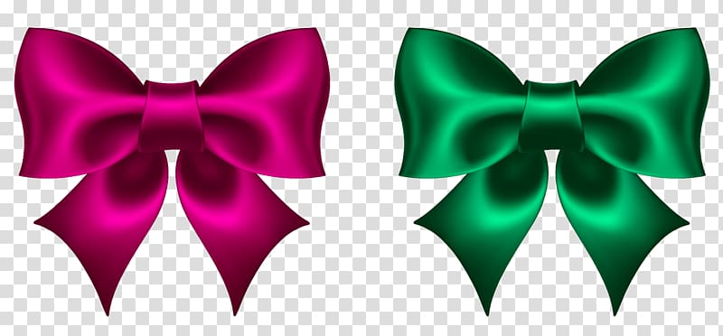 two red and green bows , , Pink and Green Bow transparent background PNG clipart