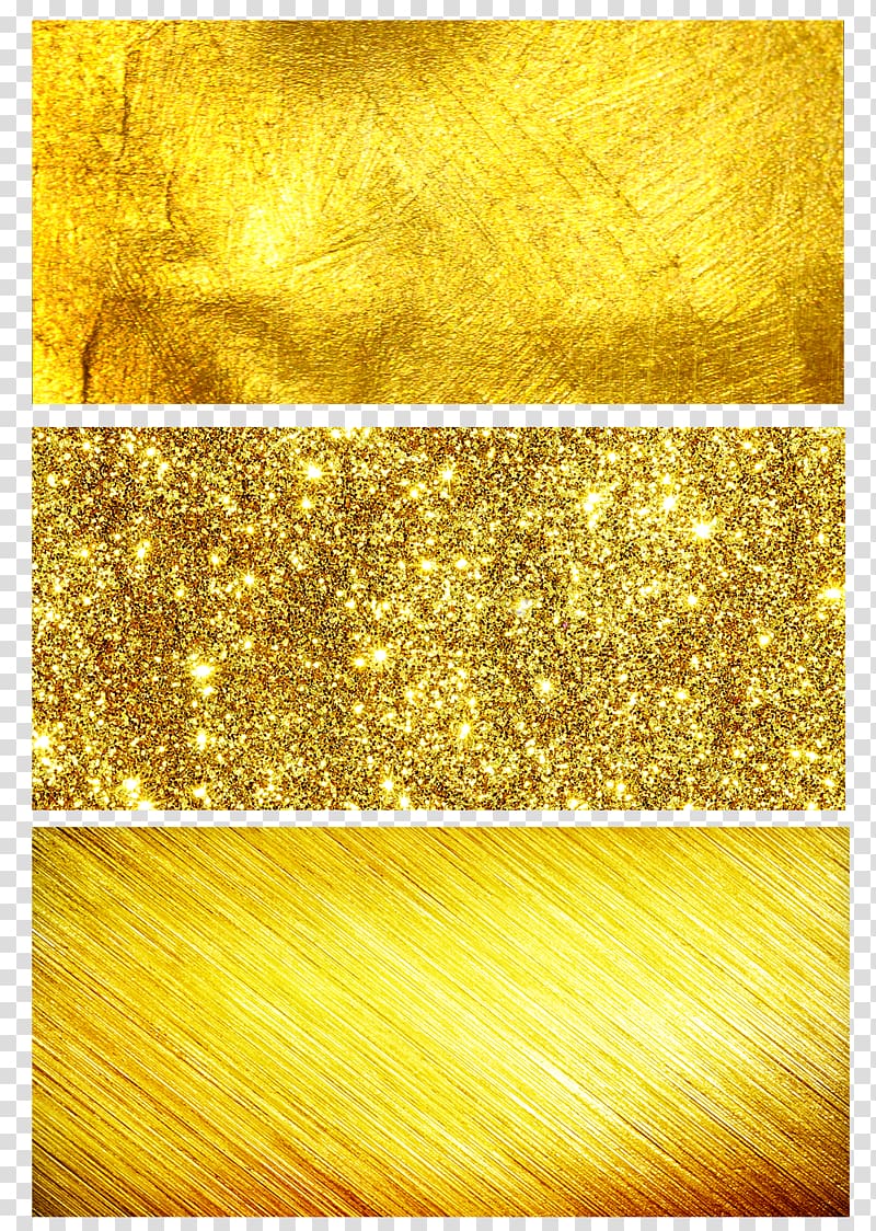 three gold collage, Gold Yellow, Three kinds of gold background transparent background PNG clipart
