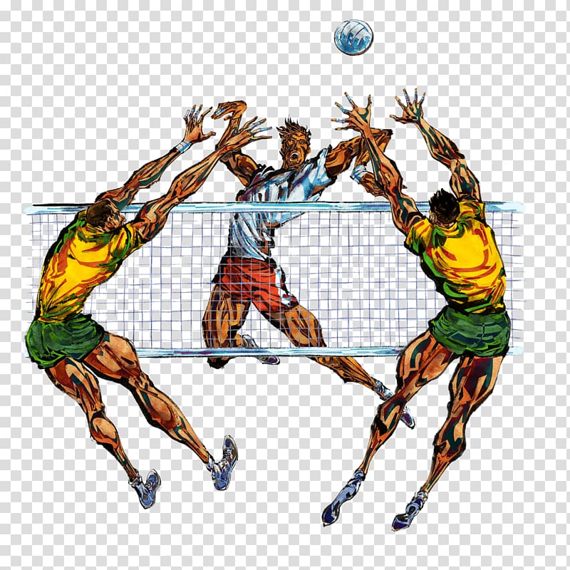 three person playing volleyball illustration, Volleyball , Beach volleyball transparent background PNG clipart