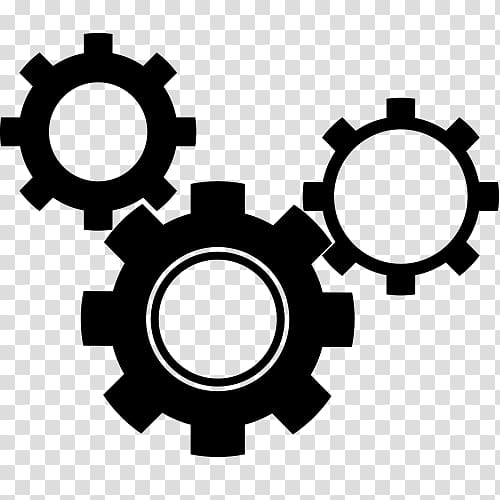 three black gears icons, Computer Icons Gear Symbol , process moonlight transparent background PNG clipart