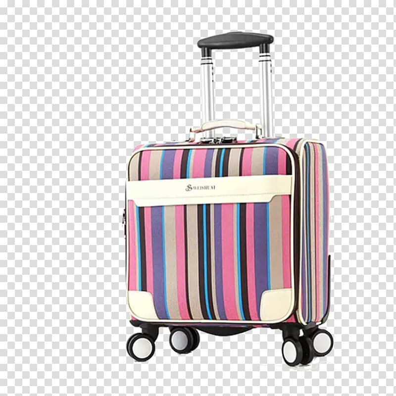 Hand luggage Suitcase Baggage Travel, Striped suitcase transparent background PNG clipart