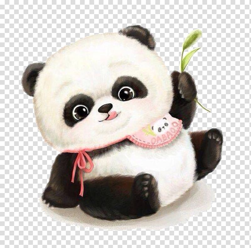 white and black panda illustration, Giant panda Cartoon Cuteness , panda transparent background PNG clipart