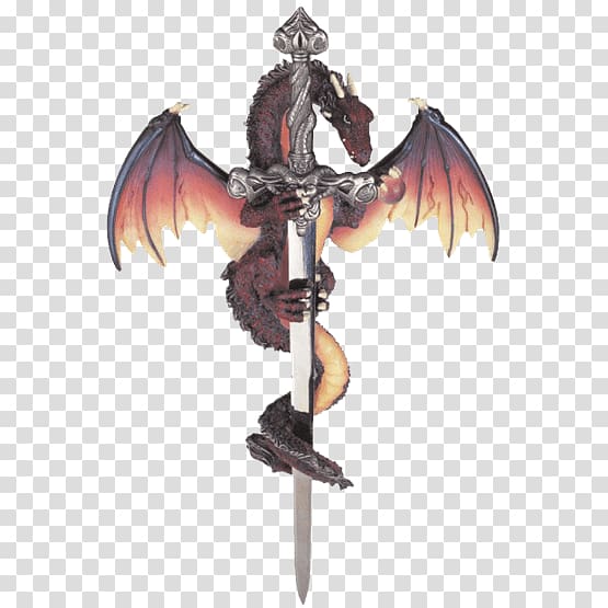 Figurine Sword Dragon Collectable Sculpture, hand-painted posters transparent background PNG clipart