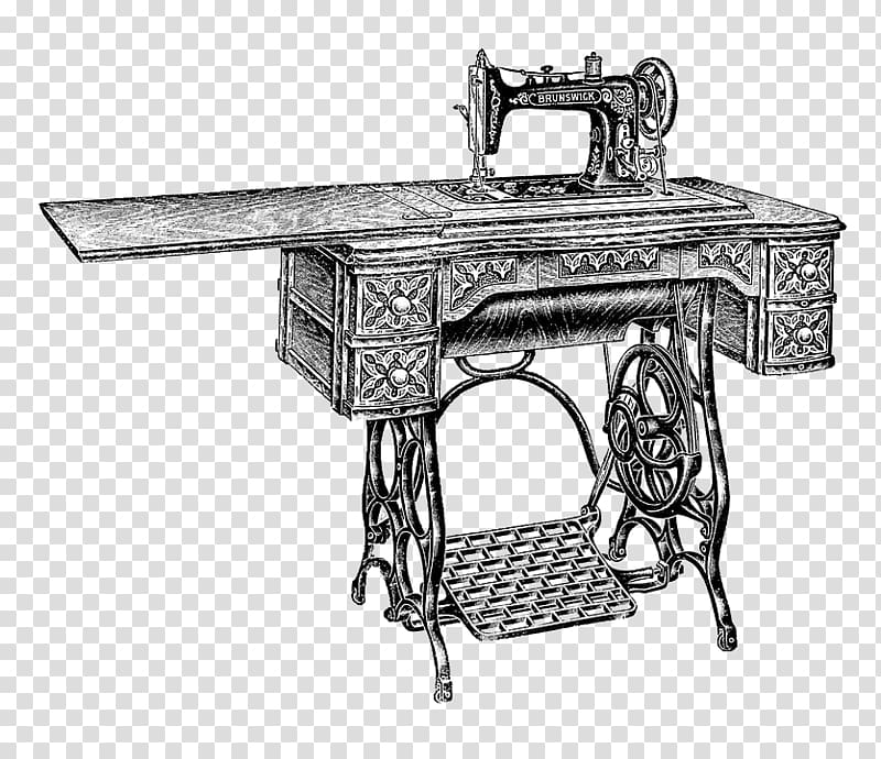 grey and black sewing machine illustration, Vintage Sewing Machine transparent background PNG clipart