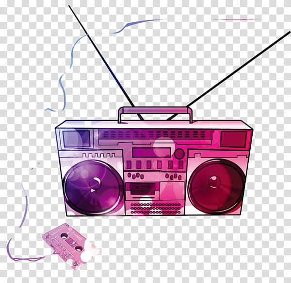 Music Compact Cassette Drawing, Pink Radio transparent background PNG clipart