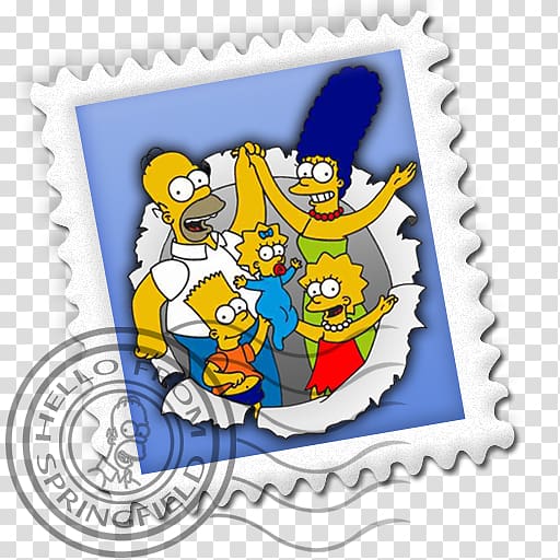 The Simpsons family stamp , recreation art fictional character illustration, Mail Simpsons transparent background PNG clipart
