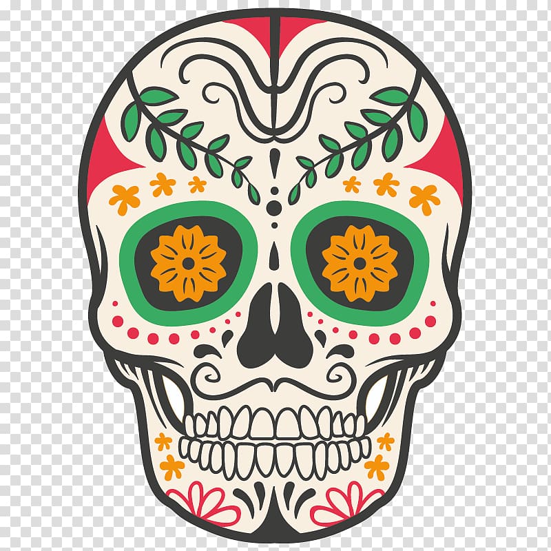 Calavera Mexico Day of the Dead Mexican cuisine, skull transparent background PNG clipart