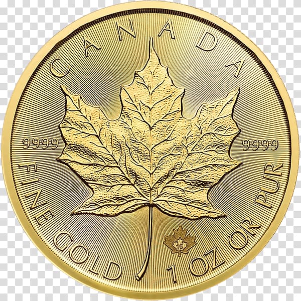 Canada Canadian Gold Maple Leaf Ounce Royal Canadian Mint, gold leaf transparent background PNG clipart