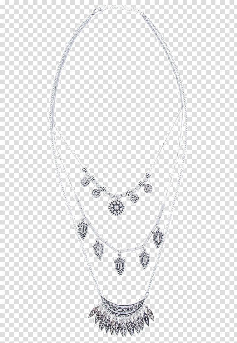 Necklace Silver Body Jewellery, bohemian style transparent background PNG clipart